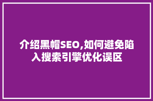 介绍黑帽SEO,如何避免陷入搜索引擎优化误区