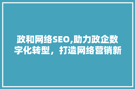 政和网络SEO,助力政企数字化转型，打造网络营销新格局