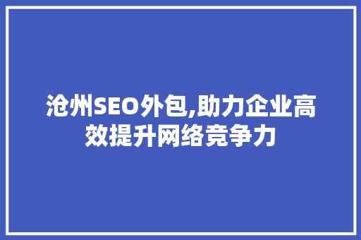 沧州SEO外包,助力企业高效提升网络竞争力
