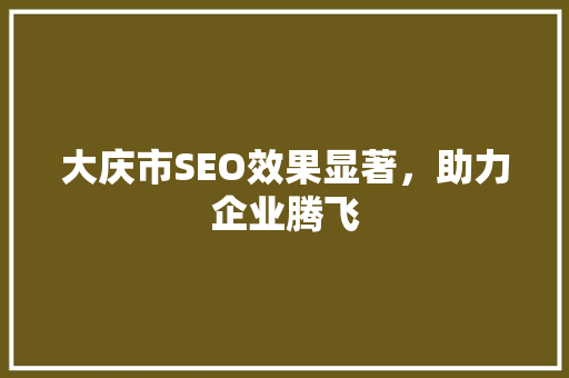 大庆市SEO效果显著，助力企业腾飞