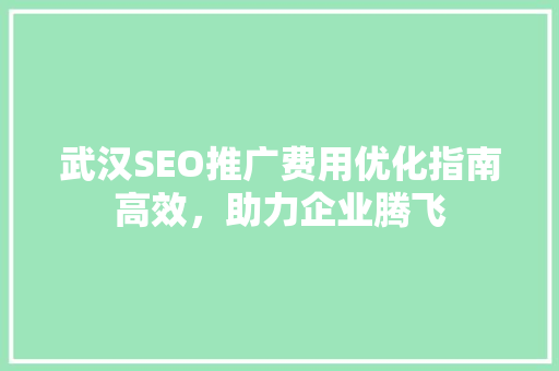 武汉SEO推广费用优化指南高效，助力企业腾飞