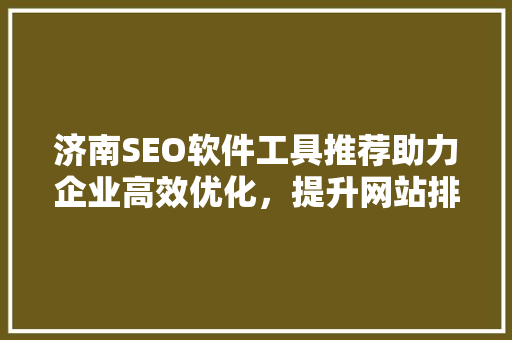 济南SEO软件工具推荐助力企业高效优化，提升网站排名