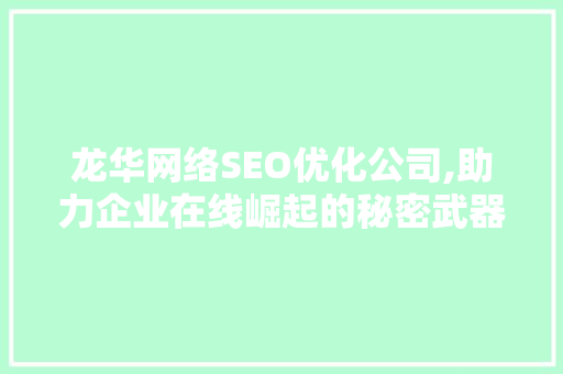 龙华网络SEO优化公司,助力企业在线崛起的秘密武器 SEO教程