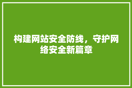 构建网站安全防线，守护网络安全新篇章