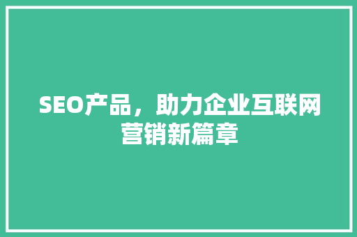 SEO产品，助力企业互联网营销新篇章