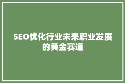 SEO优化行业未来职业发展的黄金赛道