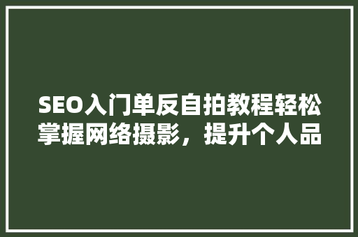 SEO入门单反自拍教程轻松掌握网络摄影，提升个人品牌形象 SEO教程