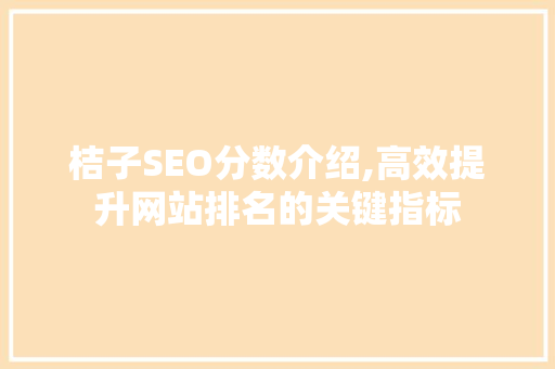 桔子SEO分数介绍,高效提升网站排名的关键指标