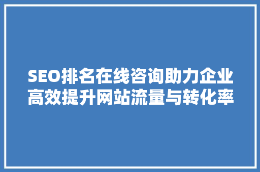 SEO排名在线咨询助力企业高效提升网站流量与转化率
