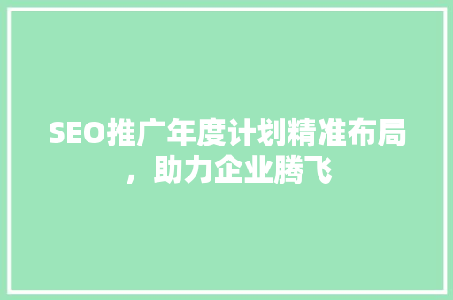 SEO推广年度计划精准布局，助力企业腾飞