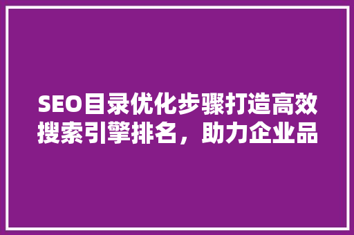 SEO目录优化步骤打造高效搜索引擎排名，助力企业品牌腾飞