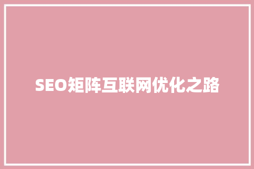 SEO矩阵互联网优化之路 服务器/数据库
