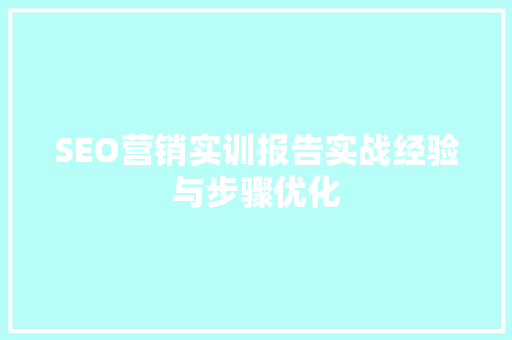 SEO营销实训报告实战经验与步骤优化 友链在线