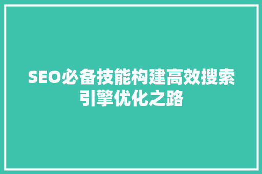 SEO必备技能构建高效搜索引擎优化之路