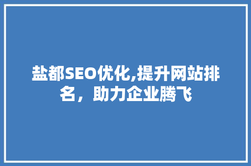 盐都SEO优化,提升网站排名，助力企业腾飞
