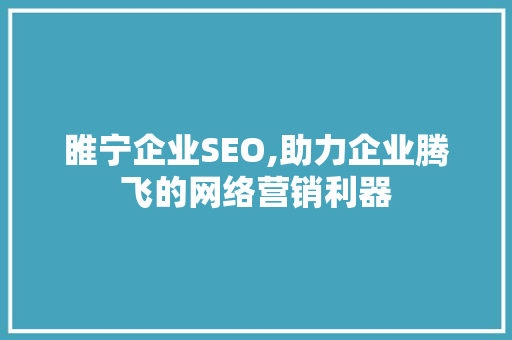 睢宁企业SEO,助力企业腾飞的网络营销利器