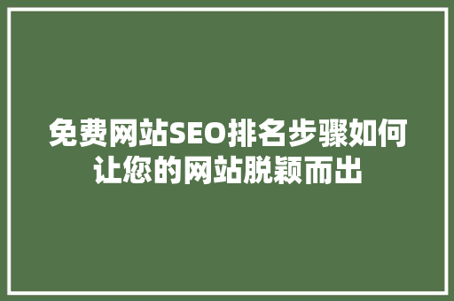 免费网站SEO排名步骤如何让您的网站脱颖而出