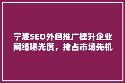 宁波SEO外包推广提升企业网络曝光度，抢占市场先机