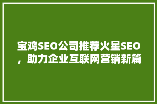 宝鸡SEO公司推荐火星SEO，助力企业互联网营销新篇章