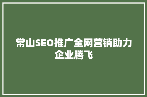 常山SEO推广全网营销助力企业腾飞