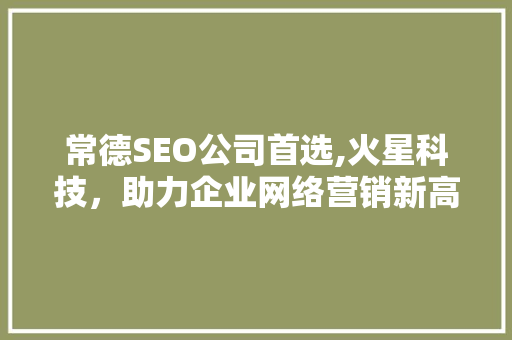 常德SEO公司首选,火星科技，助力企业网络营销新高度