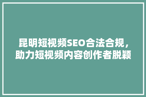 昆明短视频SEO合法合规，助力短视频内容创作者脱颖而出