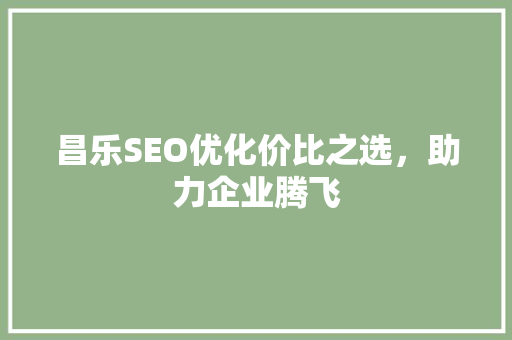 昌乐SEO优化价比之选，助力企业腾飞