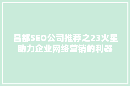 昌都SEO公司推荐之23火星助力企业网络营销的利器