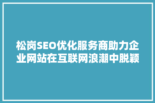 松岗SEO优化服务商助力企业网站在互联网浪潮中脱颖而出