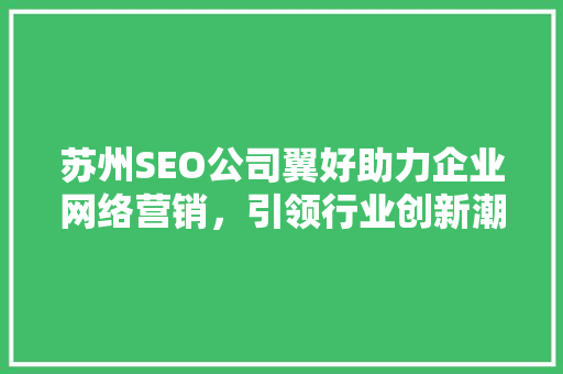 苏州SEO公司翼好助力企业网络营销，引领行业创新潮流