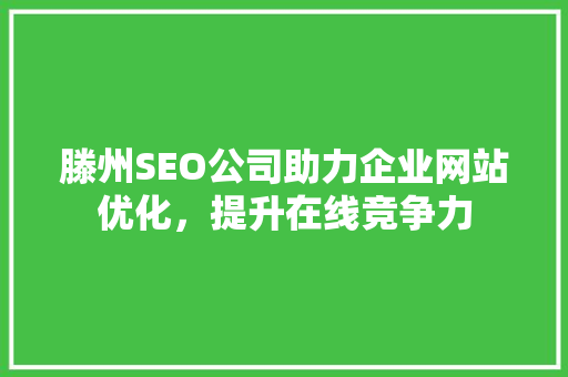 滕州SEO公司助力企业网站优化，提升在线竞争力