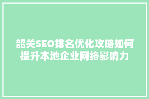 韶关SEO排名优化攻略如何提升本地企业网络影响力