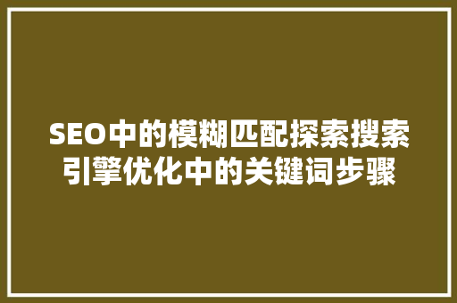 SEO中的模糊匹配探索搜索引擎优化中的关键词步骤