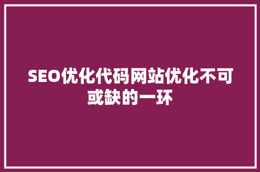 SEO优化代码网站优化不可或缺的一环