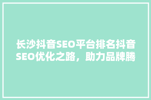 长沙抖音SEO平台排名抖音SEO优化之路，助力品牌腾飞 服务器/数据库