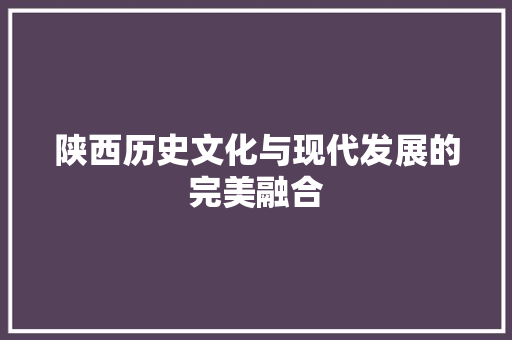 陕西历史文化与现代发展的完美融合