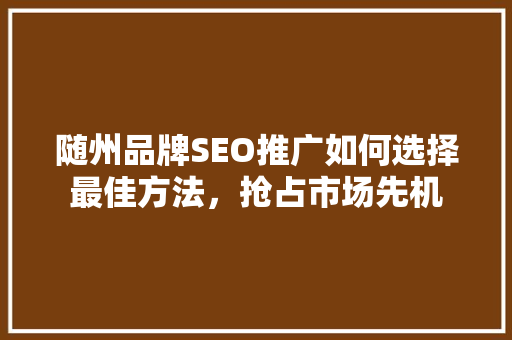 随州品牌SEO推广如何选择最佳方法，抢占市场先机 Web前端
