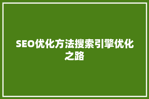 SEO优化方法搜索引擎优化之路