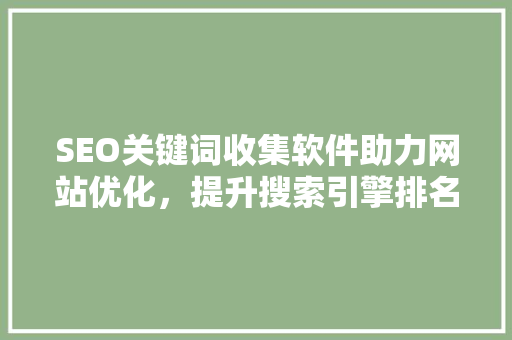 SEO关键词收集软件助力网站优化，提升搜索引擎排名
