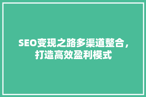 SEO变现之路多渠道整合，打造高效盈利模式