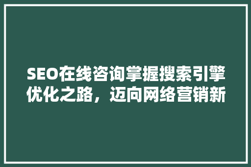 SEO在线咨询掌握搜索引擎优化之路，迈向网络营销新高度