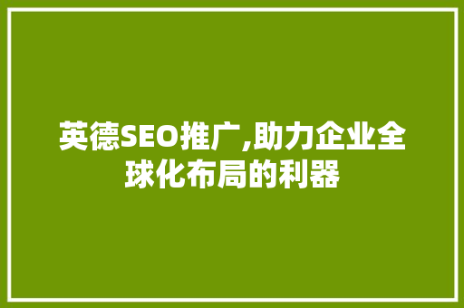 英德SEO推广,助力企业全球化布局的利器