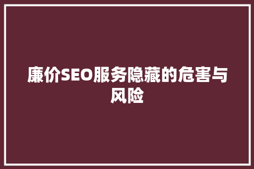 廉价SEO服务隐藏的危害与风险