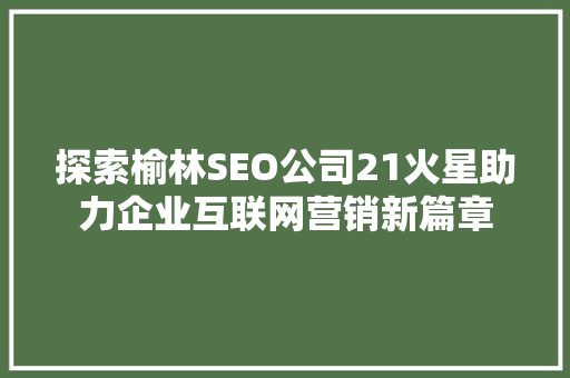 探索榆林SEO公司21火星助力企业互联网营销新篇章
