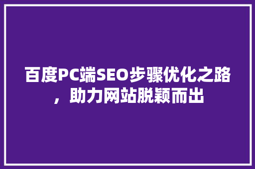 百度PC端SEO步骤优化之路，助力网站脱颖而出 建站教程