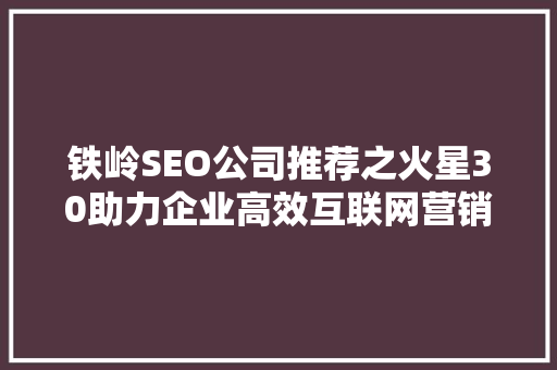 铁岭SEO公司推荐之火星30助力企业高效互联网营销 建站教程