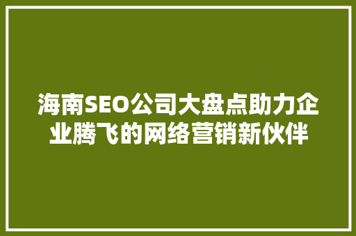 海南SEO公司大盘点助力企业腾飞的网络营销新伙伴