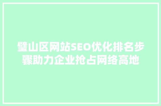 璧山区网站SEO优化排名步骤助力企业抢占网络高地