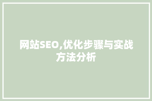 网站SEO,优化步骤与实战方法分析