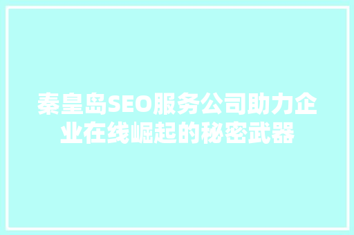 秦皇岛SEO服务公司助力企业在线崛起的秘密武器 Web前端